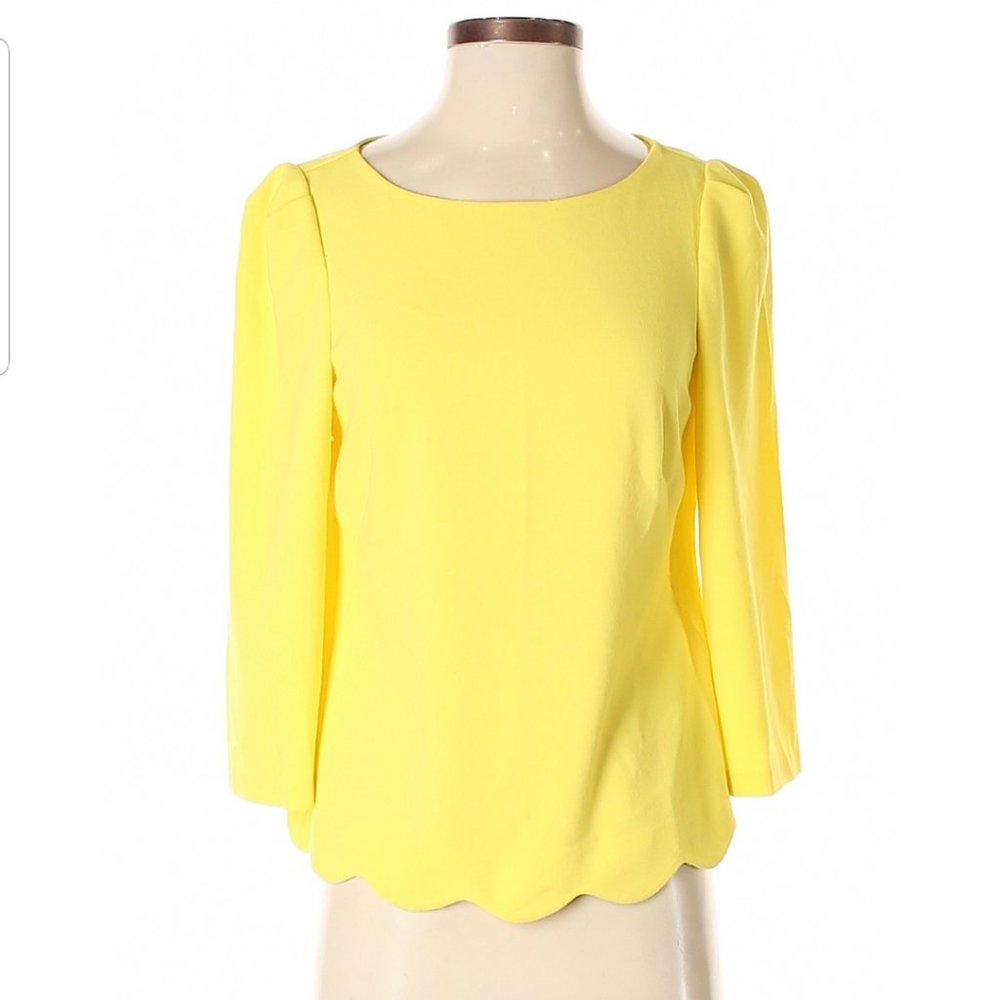 3/4 Yellow Ruffled Blouse